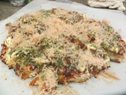 okonomiyaki (Japanese savory pancakes)